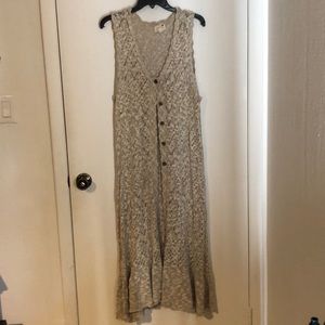 Full length tan knitted cover up